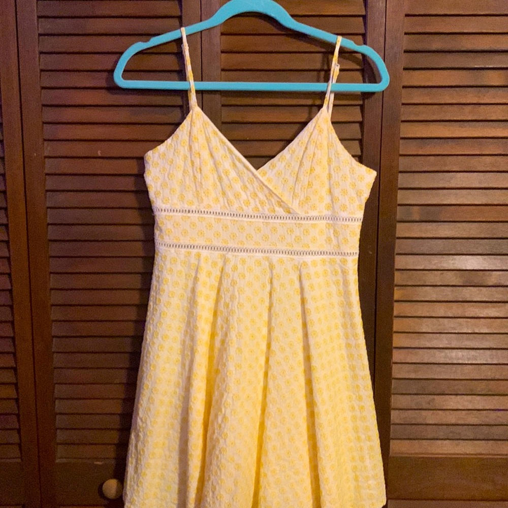 Yellow embroidered mini dress